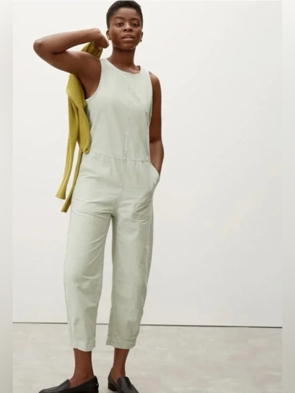 Everlane Light Sage Sleeveless Utility Jumpsuit